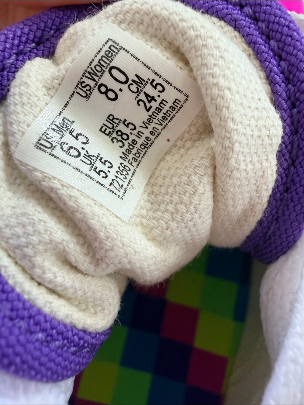 Vans Multicolor Neon Pink Blue Purple Green Low-Top Sneakers - Picture 5 of 5